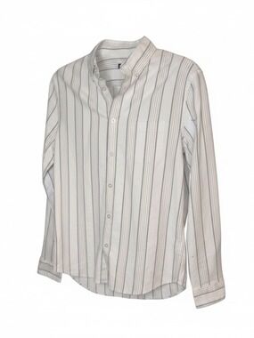 NWT Blue White Striped Button Down Blouse XS Office Professional express